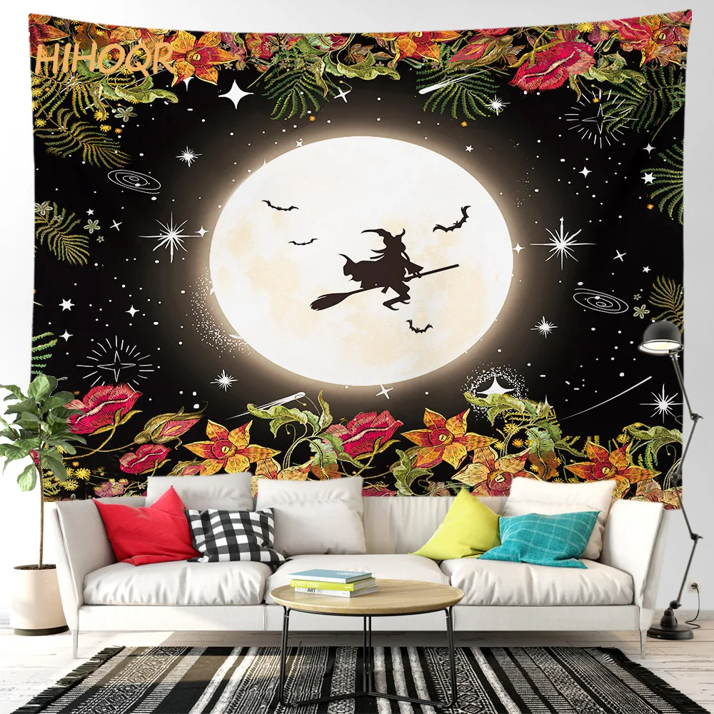 

Halloween Tapestry Wall Hanging Aesthetic Room Decoration Pumpkin Lantern Festival Home Hippie Witchcraft Bedroom Decor