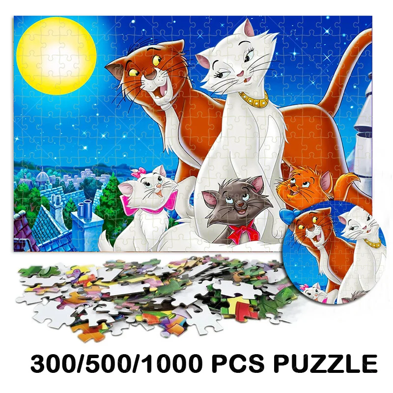 

Disney The Aristocats Puzzle Moon Marie Cat Jigsaw Puzzle 300/500/1000 PCS For Adults Toys Decompression DIY Toys Hobbies