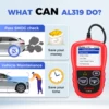 Autel AL319 Code Reader OBD2 Diagnostic Scan Tool One-click I/M Readiness Key for Check Engine Light Turn-off Freeze Frame Data 1