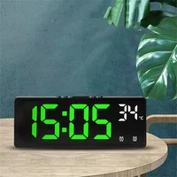 Desktop Clock Snooze Function Voice Controlled Digital Alarm Clock Night Mode Temperature Dual Alarm Clocks Home Decor Garden 2