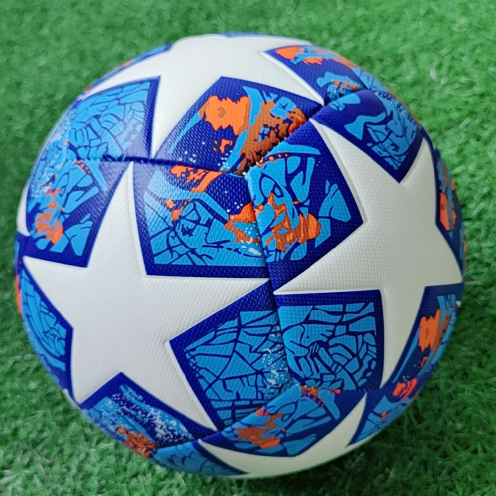 

Blue & White Star Football Personalised Handmade PU Leather Football 5 Training Balls Durable Match Balls with Free Pump