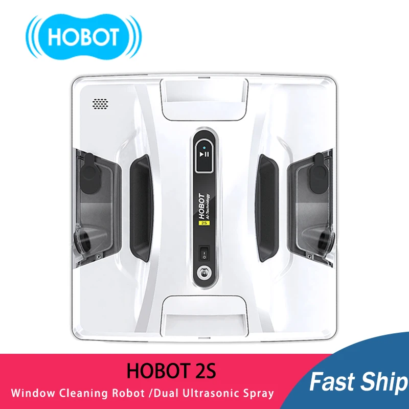 

HOBOT-2S con PULVERIZADOR DE AGUA ultrasónico Dual y Control a través de teléfono inteligente o limpiador de ventanas remoto