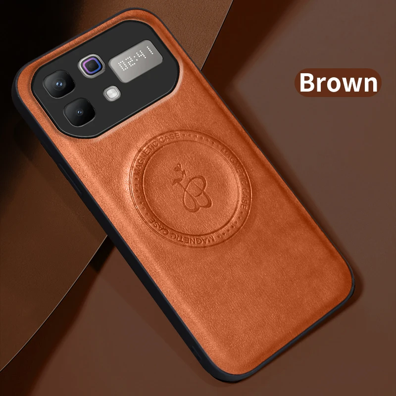 Luxury PU Leather Magnetic Wireless Charging Protective Back Cover Case