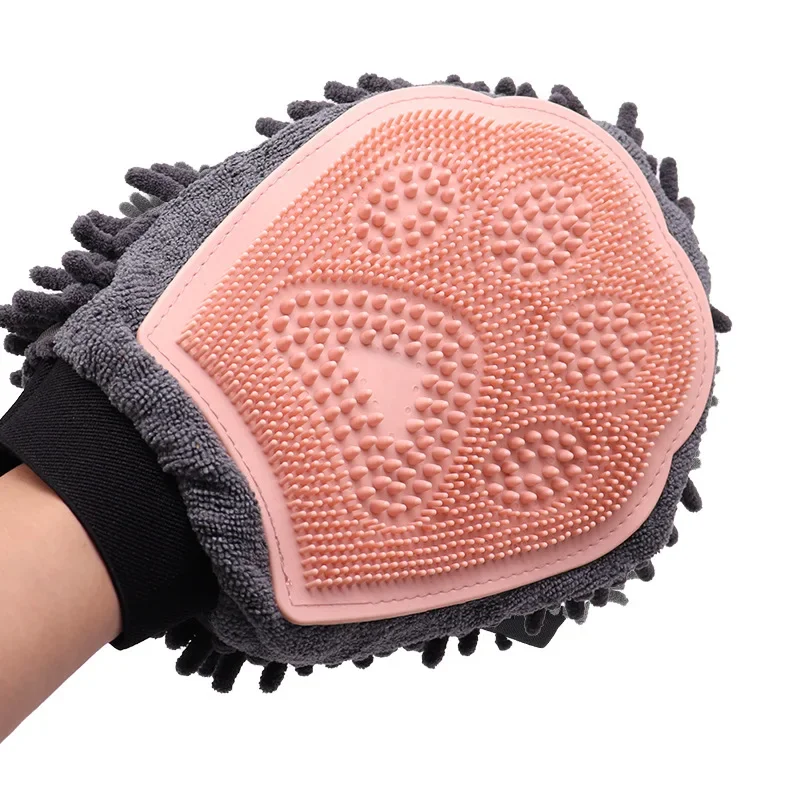 Pet Bath Gloves Absorbent Towel 2-in-1 Dog Bath Brush Cat and Dog Supplies 1pc