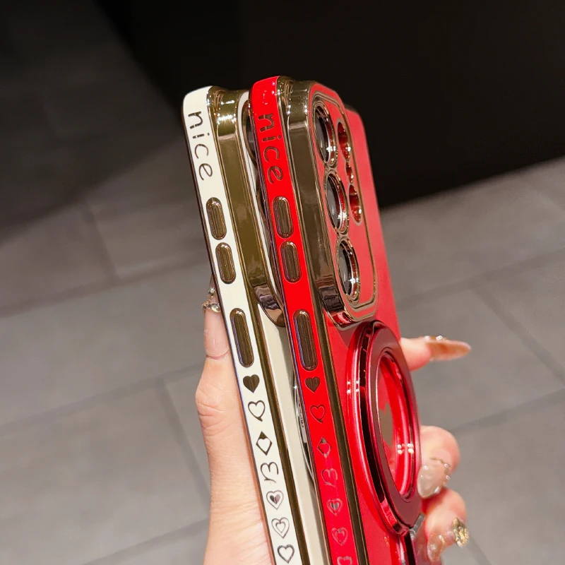 Electroplated Metal Magnetic Bracket Hanging Rope Phone Case