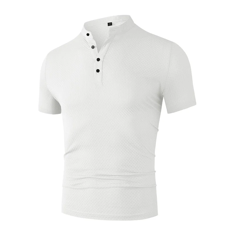 Hochelastisches Herren-Poloshirt mit Waffelstruktur, knitterfrei, Business-Casual, Kurzarm, für unterwegs. – Detail 24