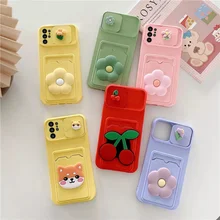 

3D Cartoons Flower Push Window Card Package Phone Case For Samsung A51 A71 A52 A72 A32 A22 A12 A10 A20S A30S A02 A11 Soft Cover