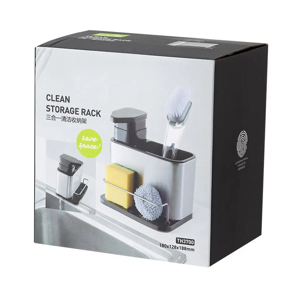 Kitchen Soap Dispenser With Sponge Holder Liquid Soap Dispenser Holder Pump Bottle For Sink With Brush Sponge Holder Holder