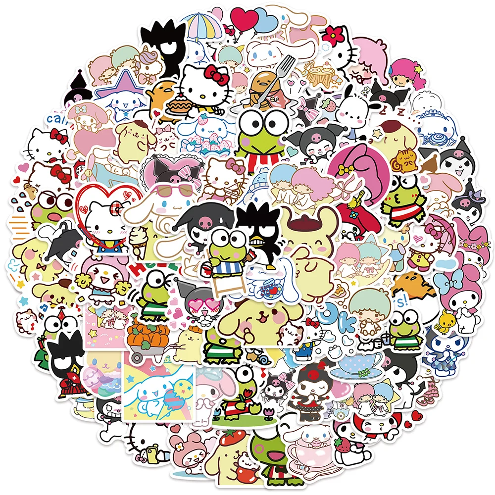 

10/30/50/100PCS Cute Mixed Sanrio Stickers Kuromi Hello Kitty Cinnamoroll DIY Phone Computer Guitar Laptop Helmet Anime Sticker