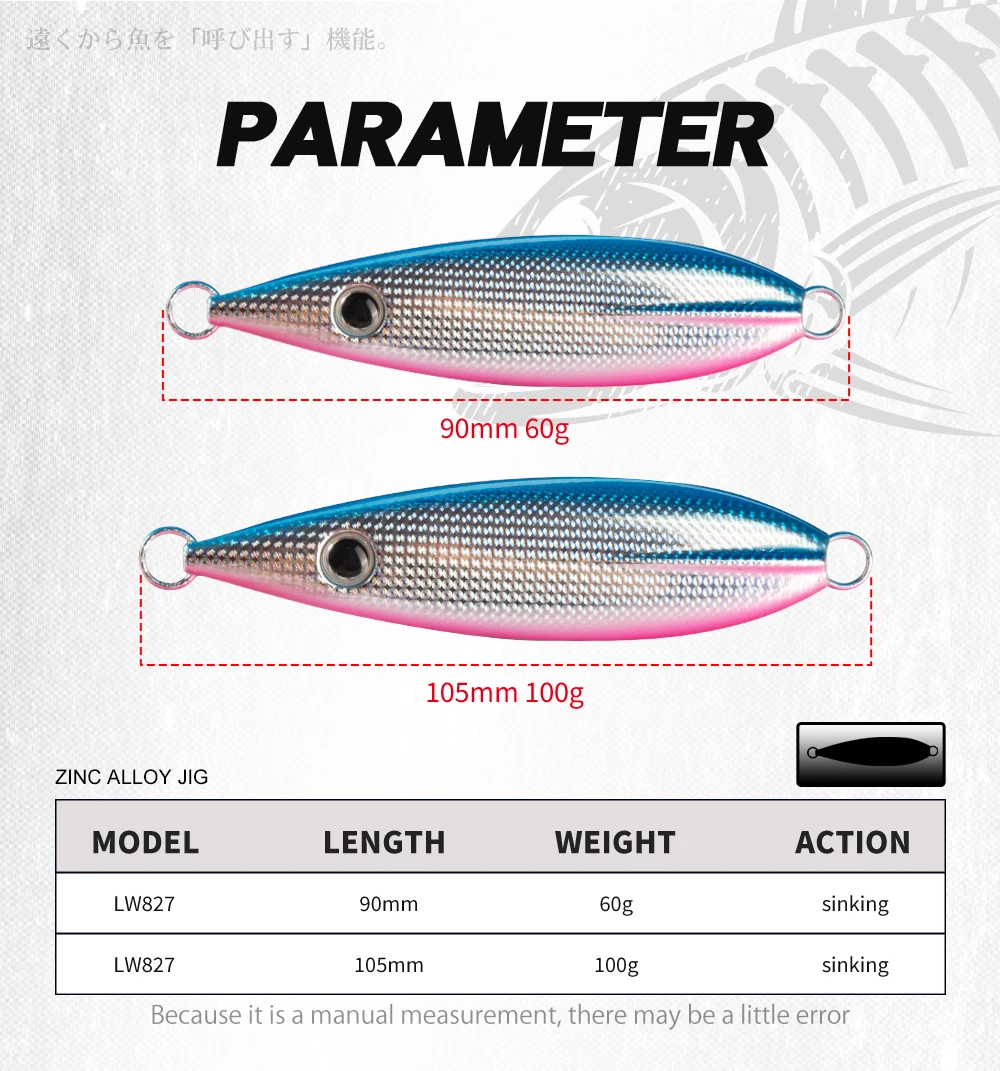 Hunthouse Trolling-Jigging-Angelköder, harter Köder, 90 mm/60 g, 105 mm/100 g, sinkende Zinklegierung, Slow Jig, Salzwasser, für Thunfisch, Bass, Angelzubehör – Detail 4