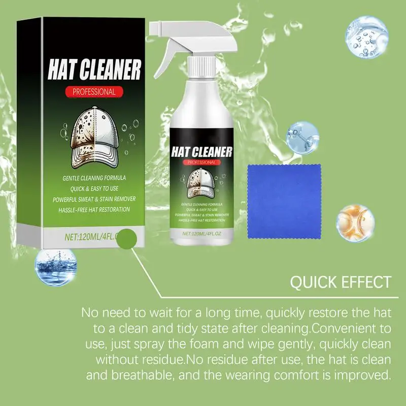 Hat Cleaner For Baseball Caps 120ml Hat Cleaning Foam For Caps Stain Remover Spray Cowboy Hat Cleaning Kit Baseball Hat Washer 5