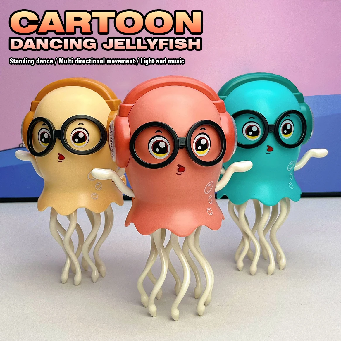 Electronic Dancing Jellyfish Toy Light Music Funny Induction Lying Flat Driving Tummy Toddler Interactive Sensing Obstacle Gifts