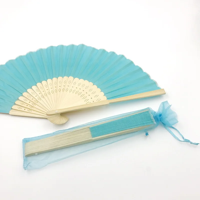 

Organza bag wedding fan, 30 pieces, custom printed, bamboo folding fan with organza bag, party decoration