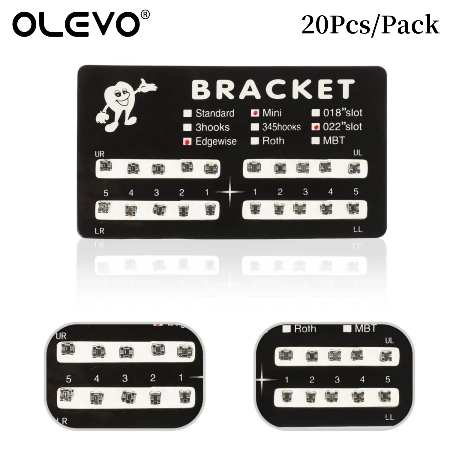 20Pcs Dental Orthodontic Braces for Teeth Metal Brackets Brace MIM Monoblock Roth MBT Slot 0.022 Hooks 3/3-4-5 Ortho Materials 5
