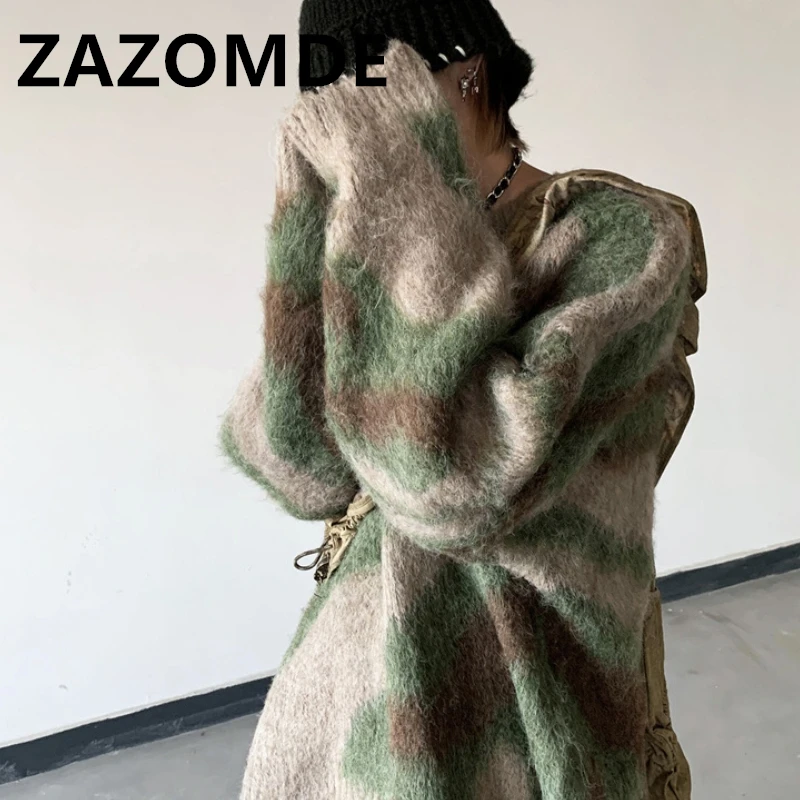 

ZAZOMDE Autumn New Harajuku Vintage Sweater Pullover Men Loose Hip Hop Sweater Knitwear Jumper Casual Color Supple Jumper Men