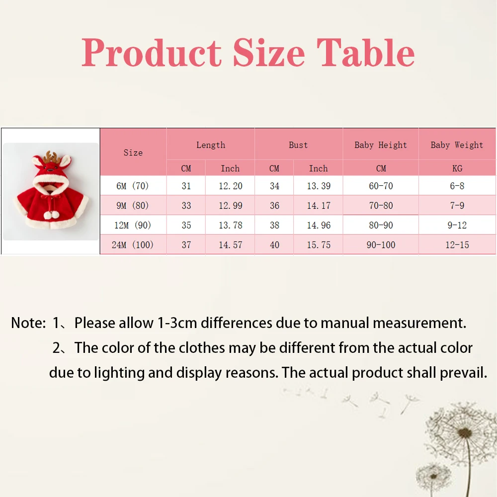 0-2T Baby Girl Fur Coat Christmas Elk Coat for Girl Winter Outerwear for Infant Hooded Thick Jacket Baby Cloth
