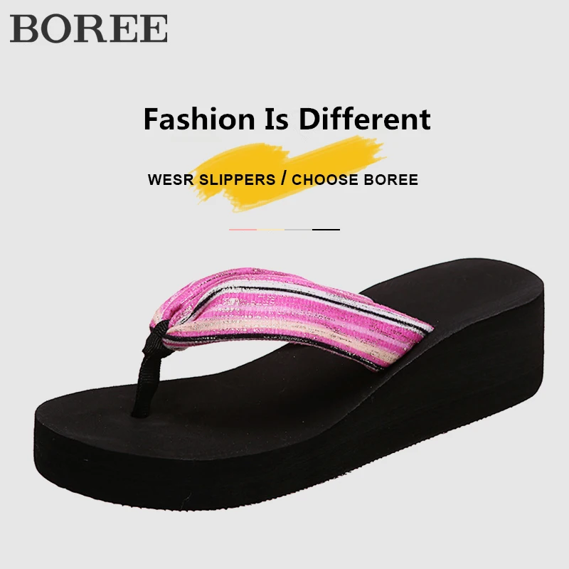 2022 Wedges Sandals Women Plus Size Open Toe Bling Sequins Platform Slippers Women Outdoor Summer Shoes Fashion Flip Flops