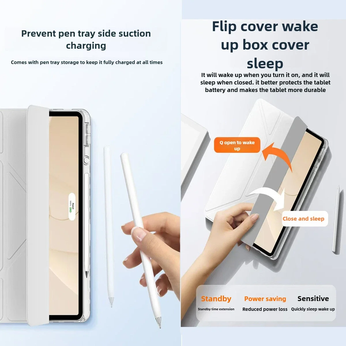 Enhanced Y-Fold Smart Case with Acrylic Back and Shockproof Design