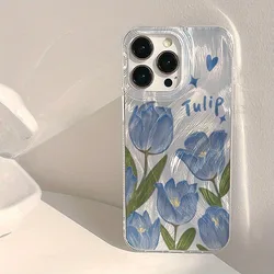 Fresh Blue Tulip Pattern Phone Case for Oppo F29 Pro 5G (YSK - 3041CS26328A1)