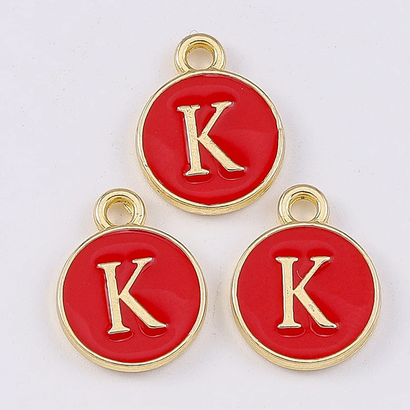 Duarte 20 Stück/Set Niedliche Emaille-Alphabet-Anhänger 26 A-Z Buchstaben-Charms für Schmuckherstellung Ohrringe Anhänger Halsketten DIY Bastelzubehör – Detail 13