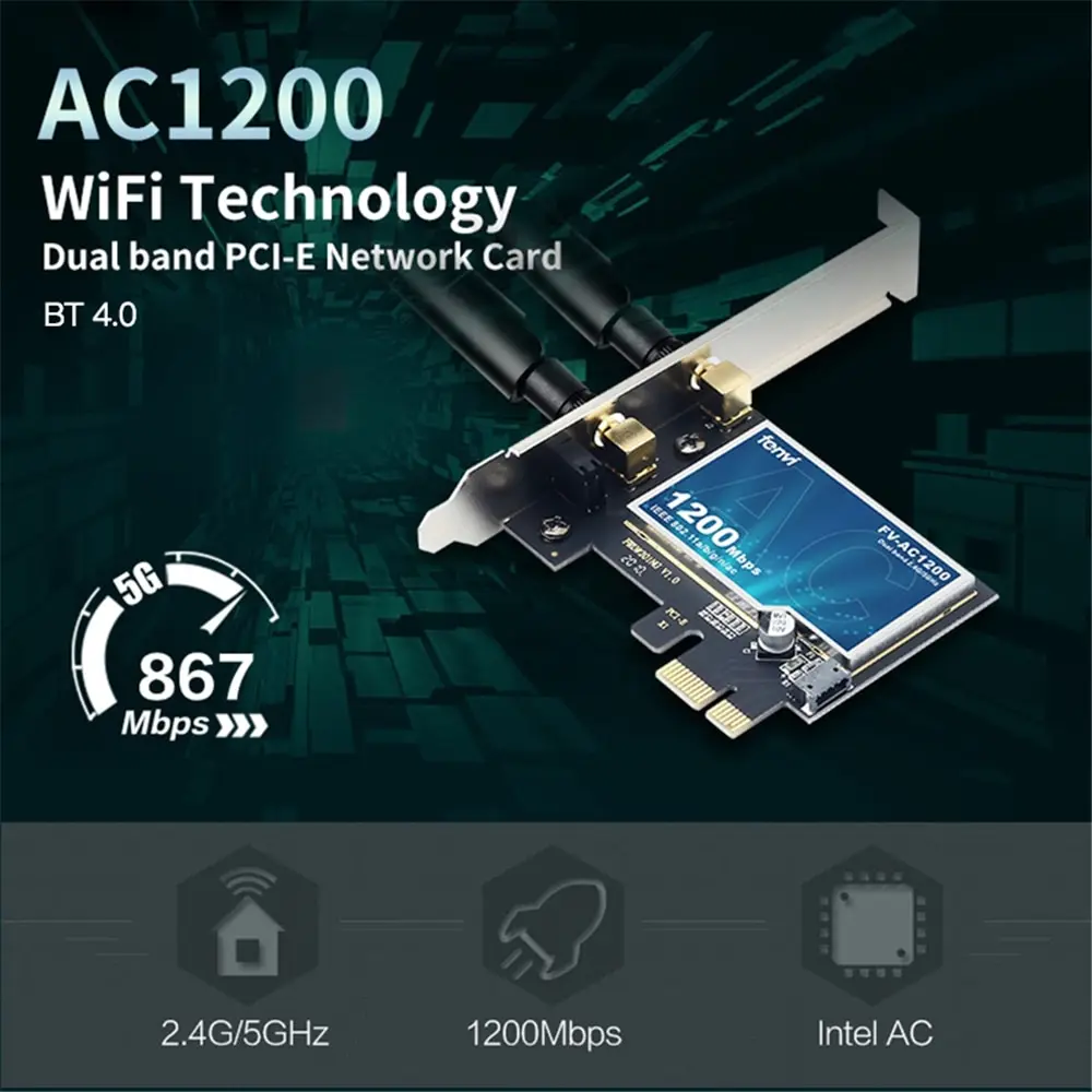 Scheda WiFi PCIE, scheda di rete a doppia banda 1200Mbps Adattatore