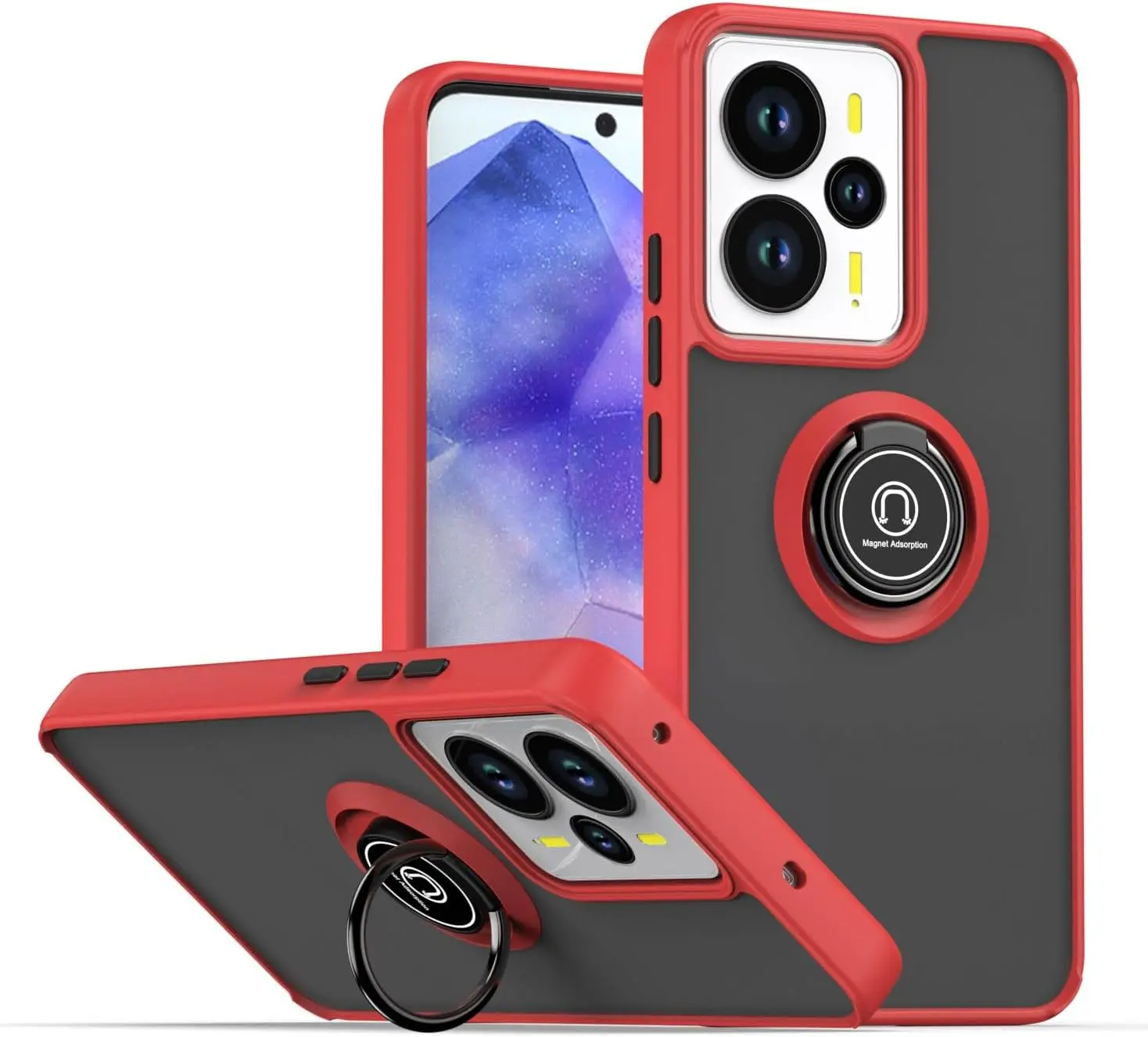 Shockproof Armor Matte Case with Magnetic Ring Stand Holder