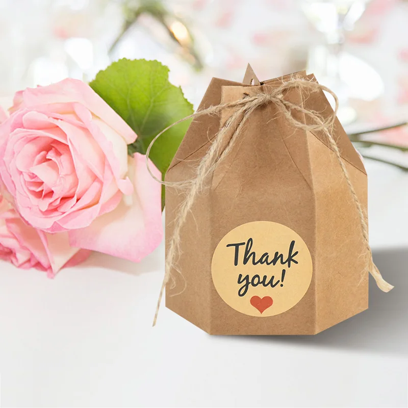 Lot De 50 Boîtes Cadeau En Papier Kraft Oreiller - Avec Corde De Jute, Pour Mariage, Anniversaire, Bonbons