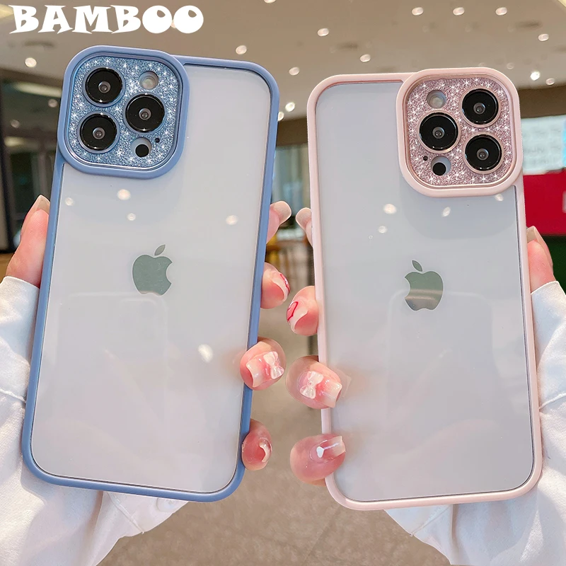 

Luxury Glitter Diamond Camera Protect Clear Case For iPhone 13 12 11 Pro Max Shockproof Colorful Bumper Hard Back Cover Capa