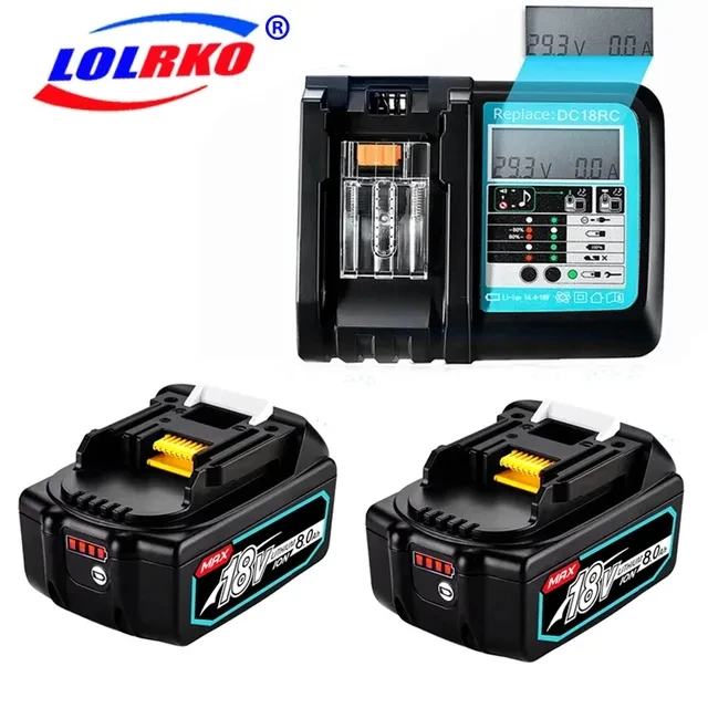 

Makita 18V 8.0Ah Rechargeable Li-ion battery For Makita power tool 18 v Batteries BL1840 BL1850 BL1830 BL1860B LXT 400 + Charger