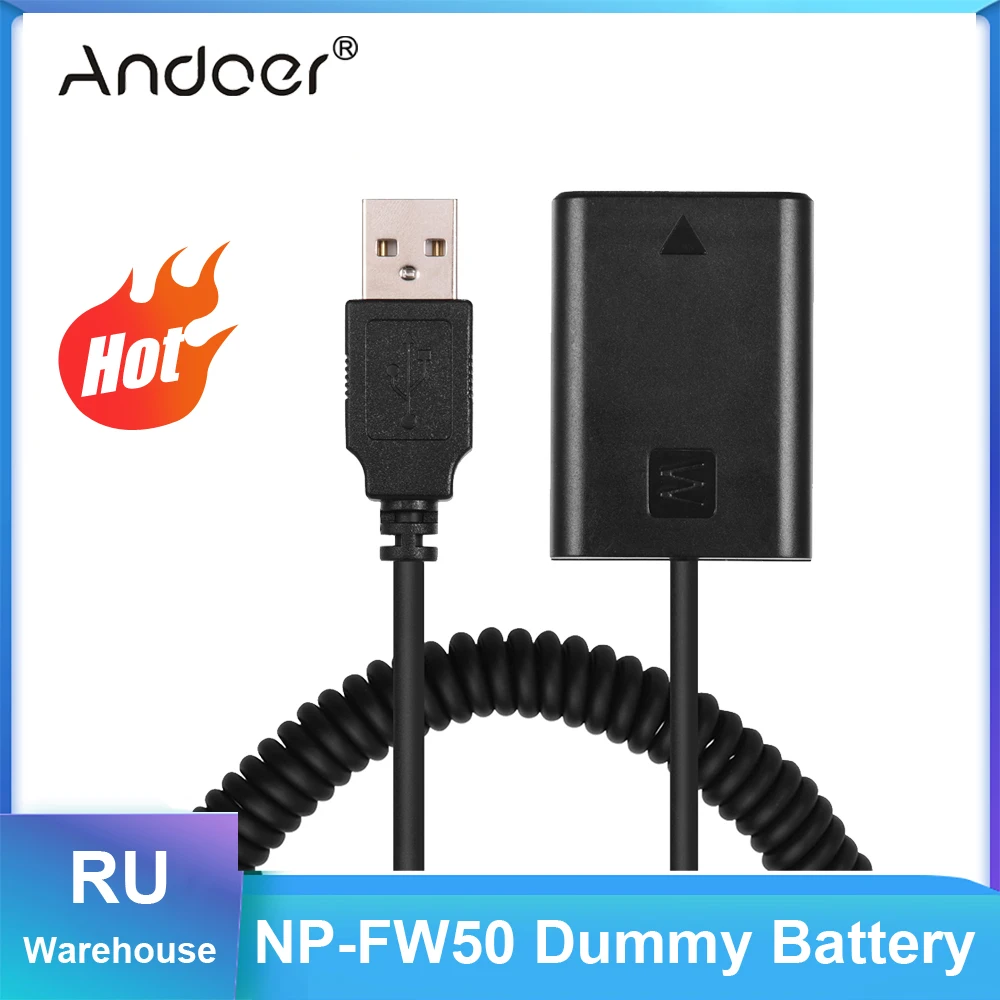 5V USB NP-FW50 Dummy Battery Pack Coupler Adapter With DC Male Connector Power Coiled Cable for Sony A7 Mark II A7 NEX5 A6000 camera accessories