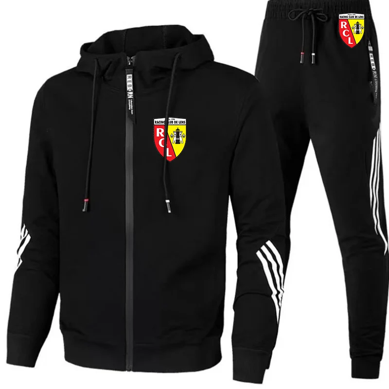 Euro Club Rc Lens Printed Men Casual Set Spring Autumn New Sportswear Hoodies+Pants 2PCS Sets Hip Hop Street Loose Tracksuits henley shirt men 2pcs sets spring autumn tracksuits polo shirts pants outdoor casual suits jacquard small square easy matching