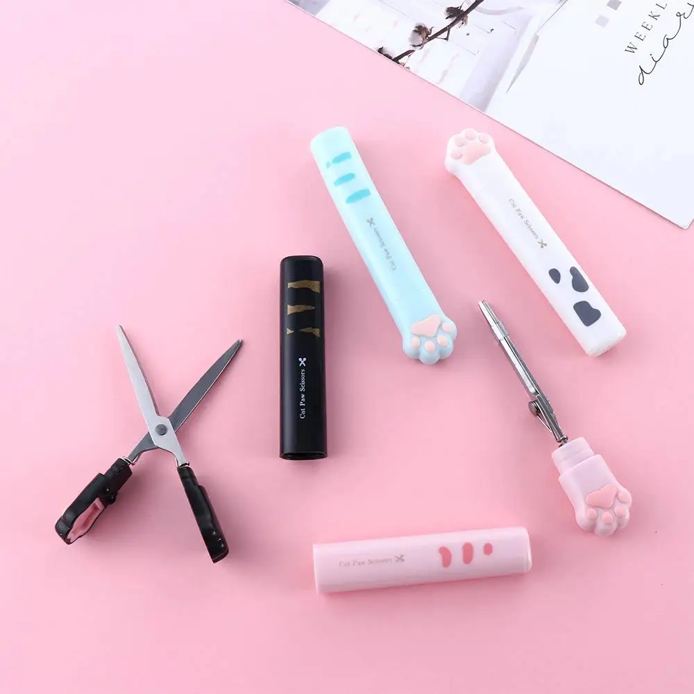 Stationery Scissors Multifunctional Stationery Portable Novelty Mini Kawaii Folding Design Cat Paw Scissors Hand Scissors Stainless Steel