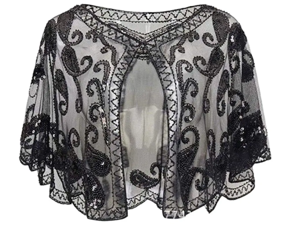 

1920s шаль, пайетки, бусины, вечерняя накидка, свадебная шаль, Хлопушка, накидка, аксессуары Gatsby