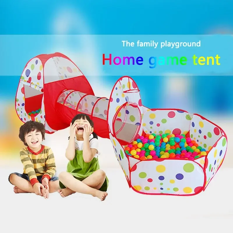 Children's Tent Foldable Baby 3In1 Playground Playpen for Children Indoor Balls for Dry Pool with Polyester Tunnel Games for Kid