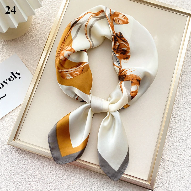 

Square Silk Satin Scarf Fashion Female Bandana Shawl Dots Plaid Rose Flower Print Neck Scarves Hair Band Foulard Hand Kerchief