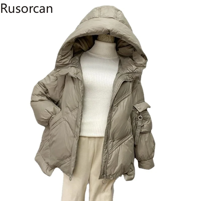 

Korean Down Jacket Women's Short Winter New Korean Version Loose Bread Jacket Thickened White Duck Down Fashionable Warm Jacket