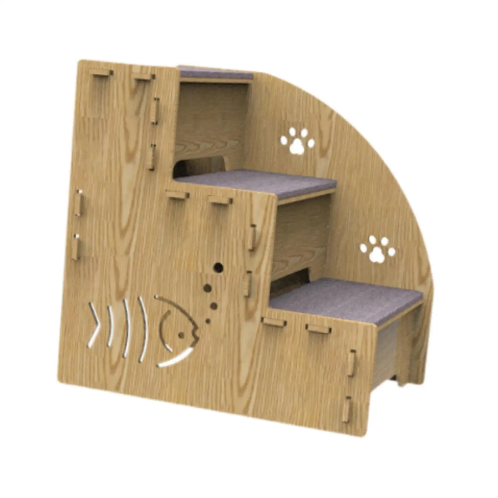 Wood Dog Stair Ladder 3 Steps Nonslip Detachable Portable Dog Steps Pet Cat Stair Dog Ladder for Older Dogs High Bed Car Indoor
