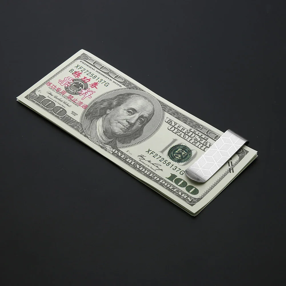 Metal Stainless Steel Change Wallet Solid Color Hollow Out Cash Clamp Holder Decorative Pattern Collar Clip for Cash Book Collar
