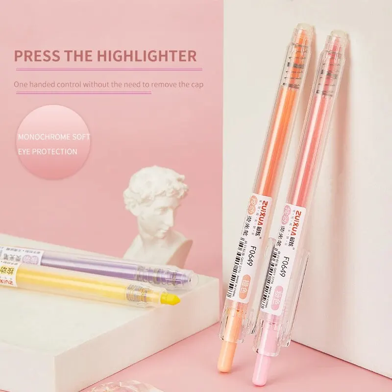 Highlighter Pen ZUI XUA Press 6-color Set Protect Appearance Value Highlight Key Student Specific Colors