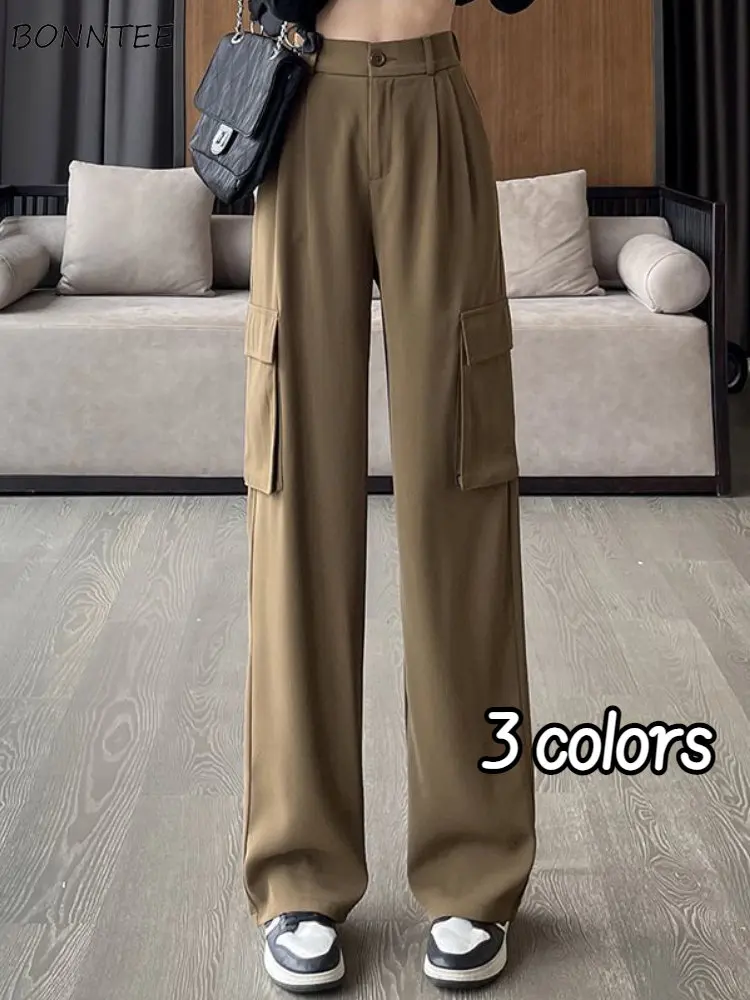 

Cargo Pants Women American Sporty Style Loose BF Retro Streetwear Spring High Waist Harajuku Students Fashion Simple Pantalones