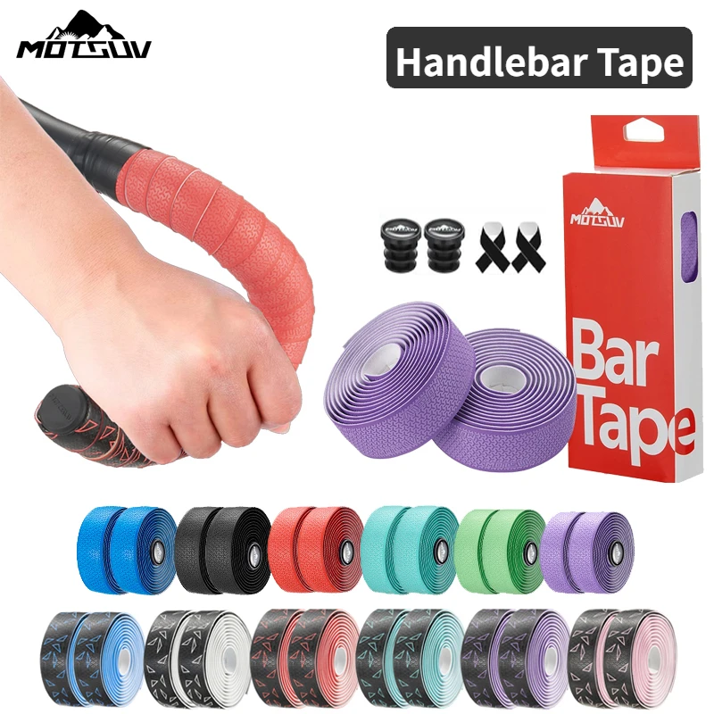 

MOTSUV BIKING Bicycle Handlebar Tape Soft Bike BarsTape PU EVA Anti-slip MTB Cycling Wrap Straps Mountain End Plug Accessories
