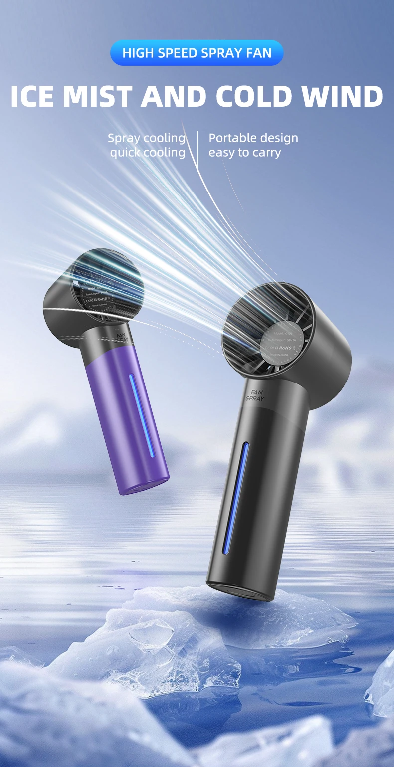 Description Picture 2 of itemHandheld Small Fan Turbine Spray Mini Fan Water Replenishing Outdoor Camping Dormitory Household Portable USB Summer Cooling