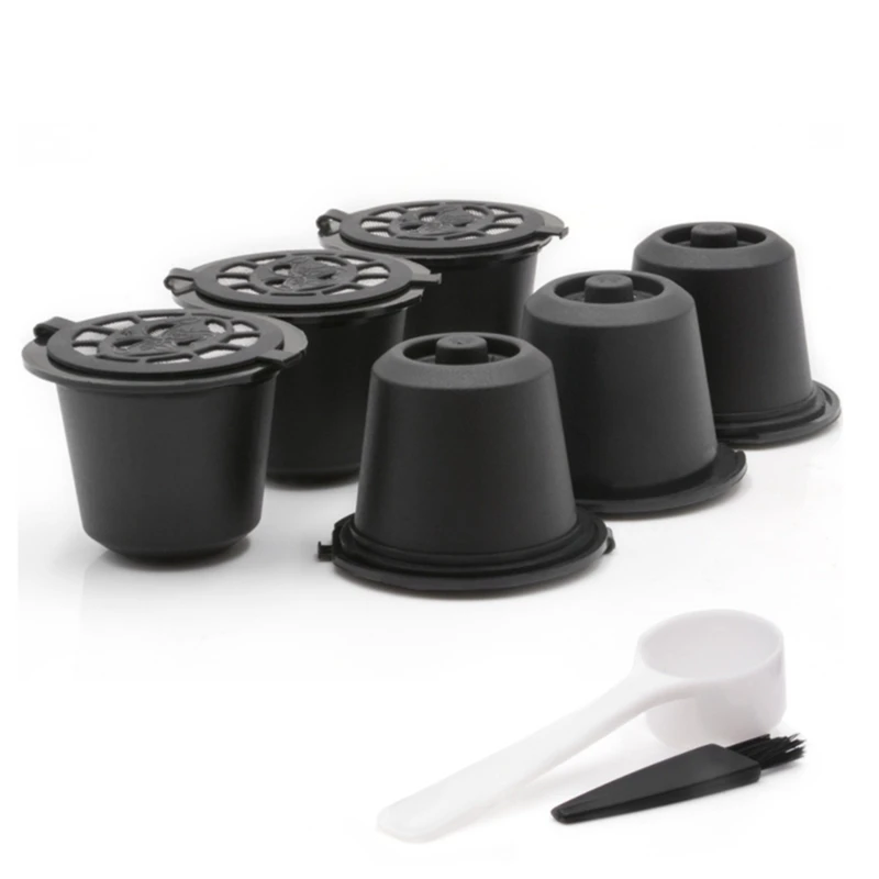 

20 Pcs Reusable Refillable Coffee Capsule Filters For Nespresso With Spoon Brush Kitchen Accessories Coffee Filter Black