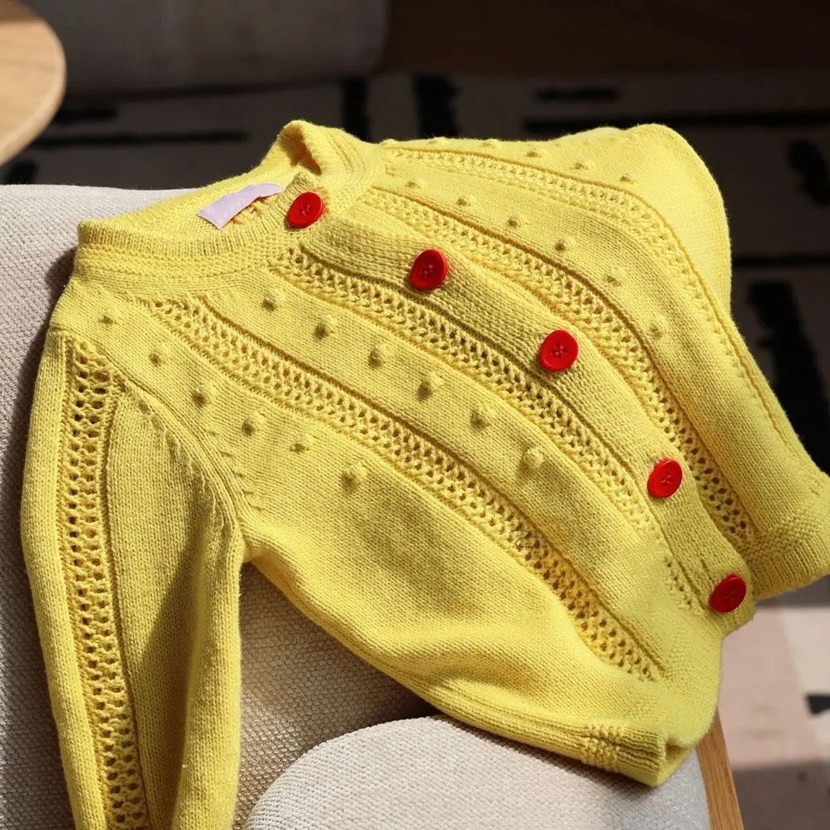 여자  니트 가디건 스웨터 노란색 봄 가을 신상 아동 자켓