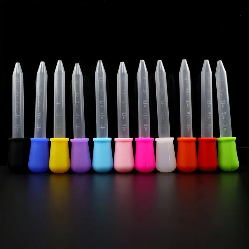 

6pcs 5ml Small Silicone Plastic Pipette Dropper Feeding Medicine Liquid Eye Ear Pipette Dropper School Lab Experiment Supplies