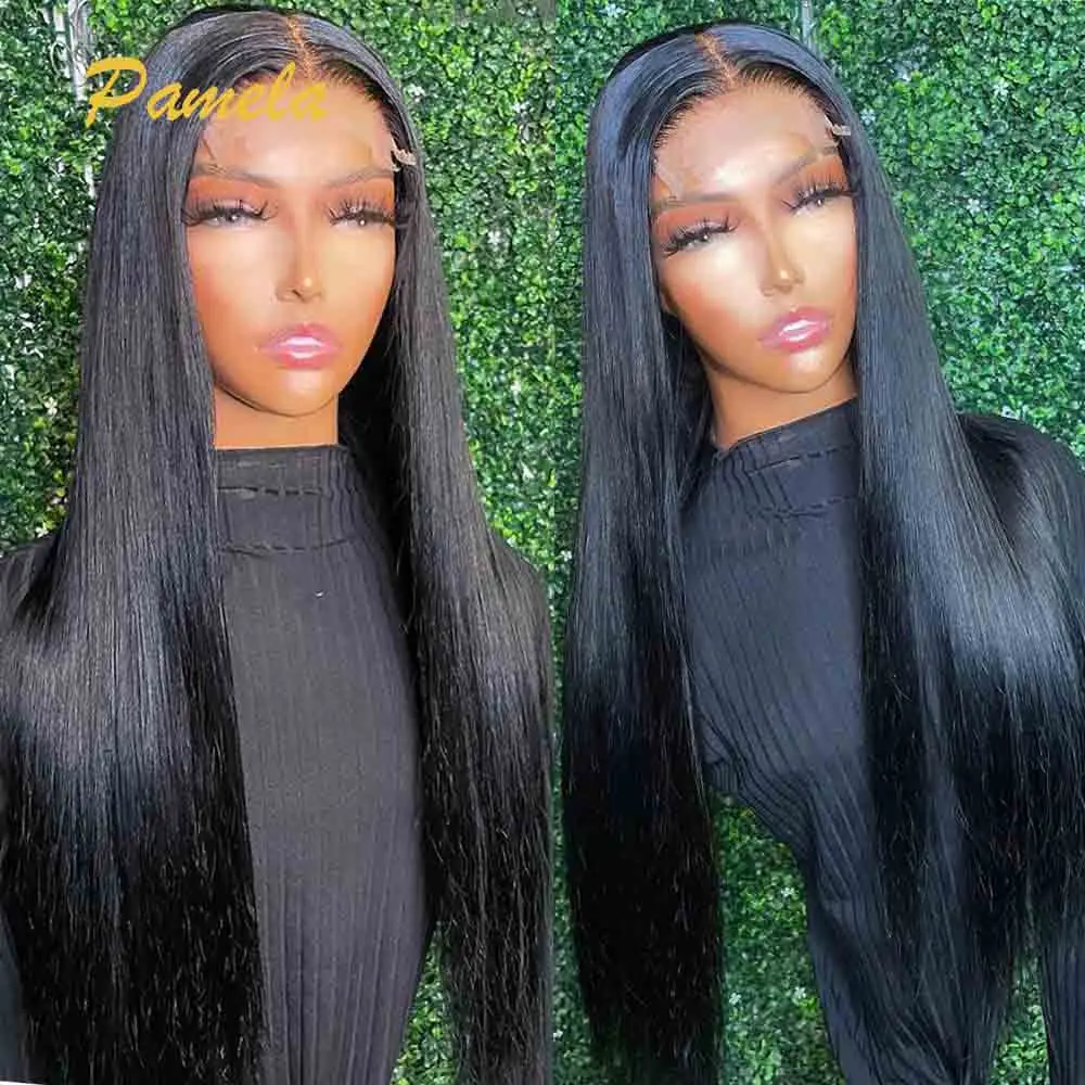 Double Drawn Glueless Wig Pre Plucked Human Hair Ready To Wear 250% Density Bone Straight 13X6 HD Transparent Lace Frontal Wig