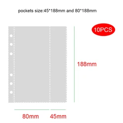A5 6-Ring Clear Binder Refill Set - Versatile Sleeves for Photos, Notes, and Drawings (10 Pcs) (2 pockets long)