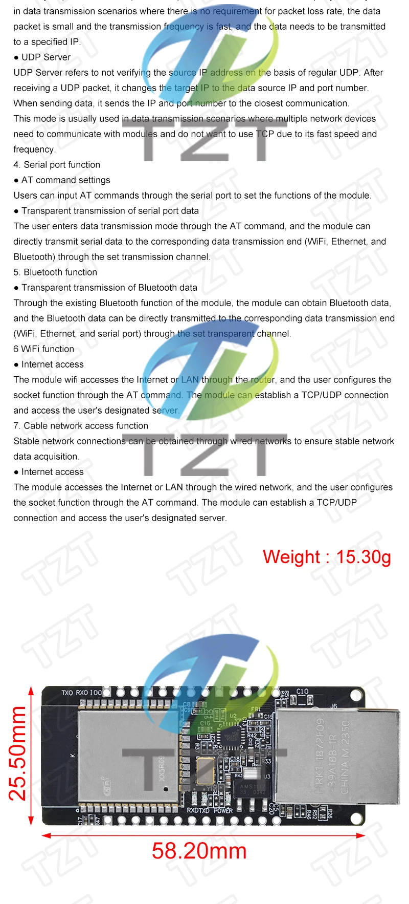 WT32-ETH01 Eingebettetes Serielles Netzwerk-Gateway mit Ethernet+WLAN+Bluetooth-Kombination ESP32-Modulplatine – Detail 5