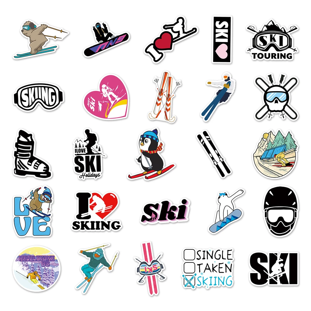 10/60PCS Outdoor Skiing Stickers Cool Sport Brand Decal Sticker Skateboard  Guitar Travel Case Laptop Luggage Car Bicycle Toys