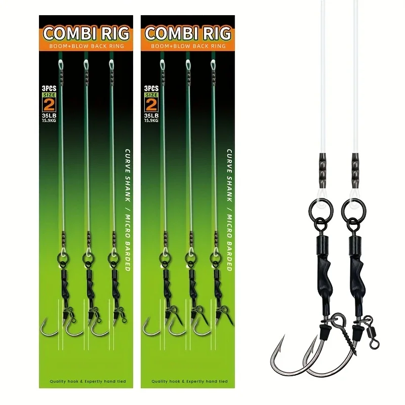 Bas de ligne carp rig avec fil fluorocarbone et émerillon_voghion.com